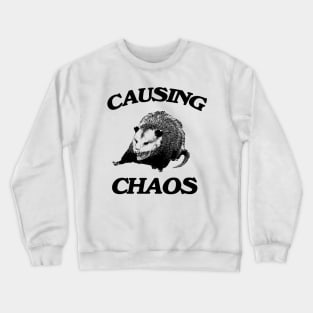 Opossum causing chaos shirt, Funny Possum Meme Crewneck Sweatshirt